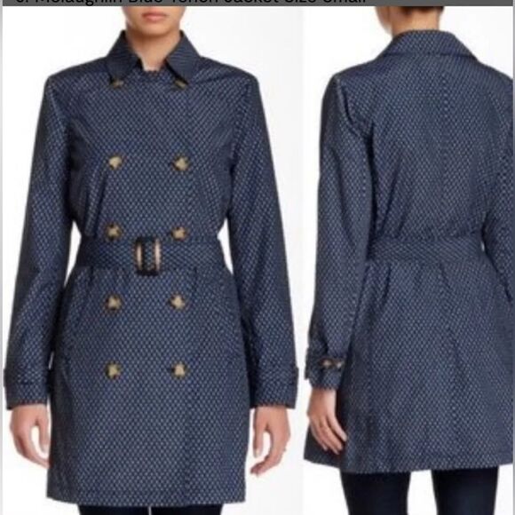 J. McLaughlin Heritage Geometric Printed Belted Trench Coat - Picture 1 of 10